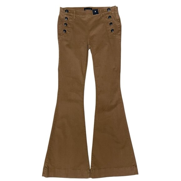 Express Jeans Womens Size 6 Brown Sailor Bell Flare Mid Rise Size Zip NWT A65 - Picture 1 of 9